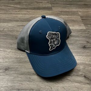 Blue and Gray Trucker Hat with Fish Logo